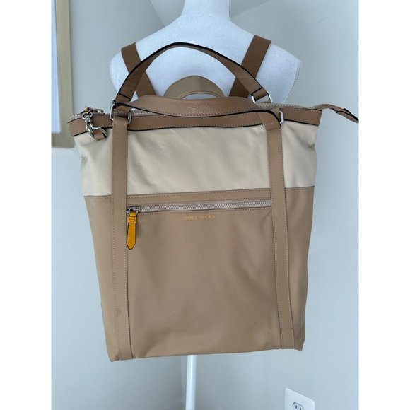 Cole Haan Nylon Convertible Backpack Beige - Picture 1 of 16
